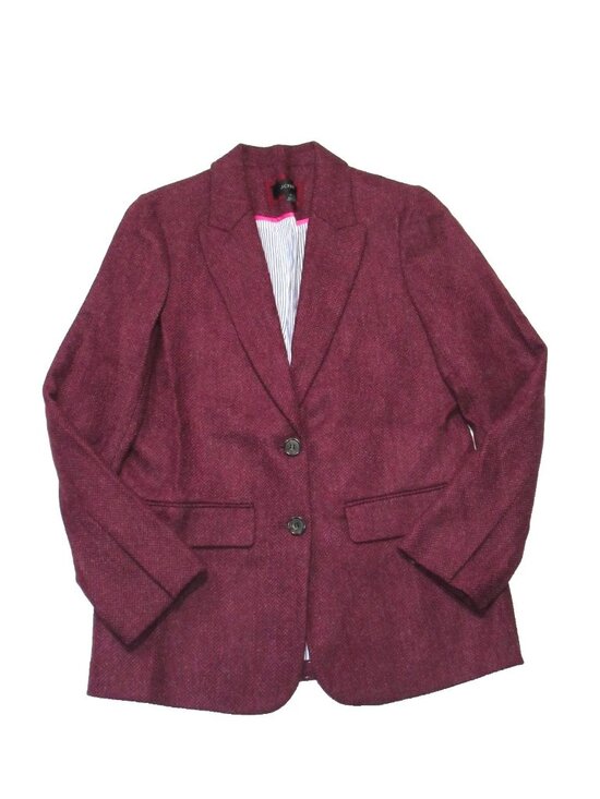 NWT J.Crew Boyfriend Blazer in Burgundy Pink Herringbone English Wool Jacket 4 - Picture 4 of 8